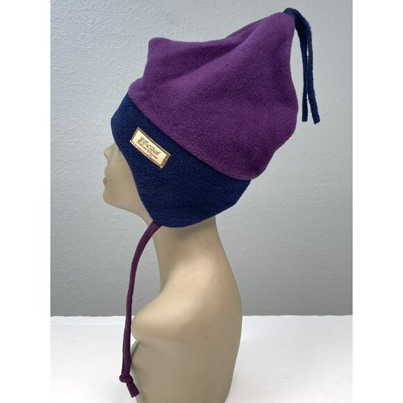VTG Y2K JESTER WEAR Adult OSFA Purple/Navy Fleece Ultra Extreme WINTER HAT EUC - Picture 4 of 6